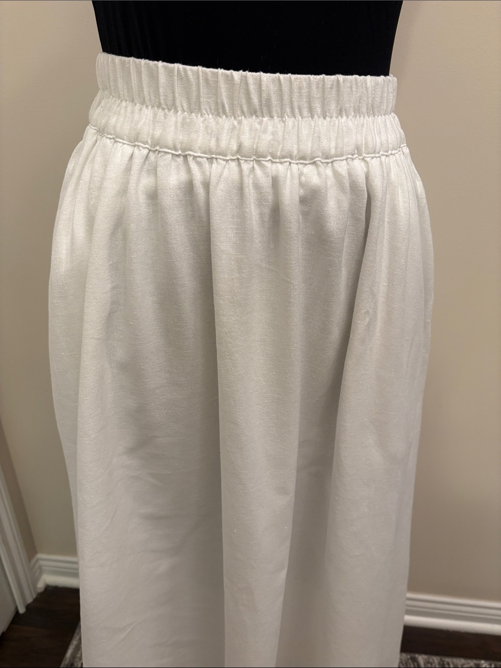 a new day White Linen Elastic-Waist Maxi Skirt Size XS Lined - Picture 4 of 10